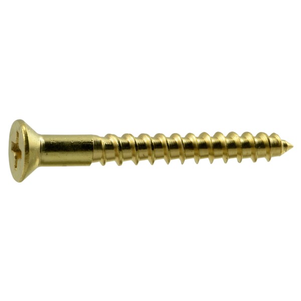 Midwest Fastener Wood Screw, #6, 1-1/4 in, Plain Brass Flat Head Phillips Drive, 100 PK 02857 - main